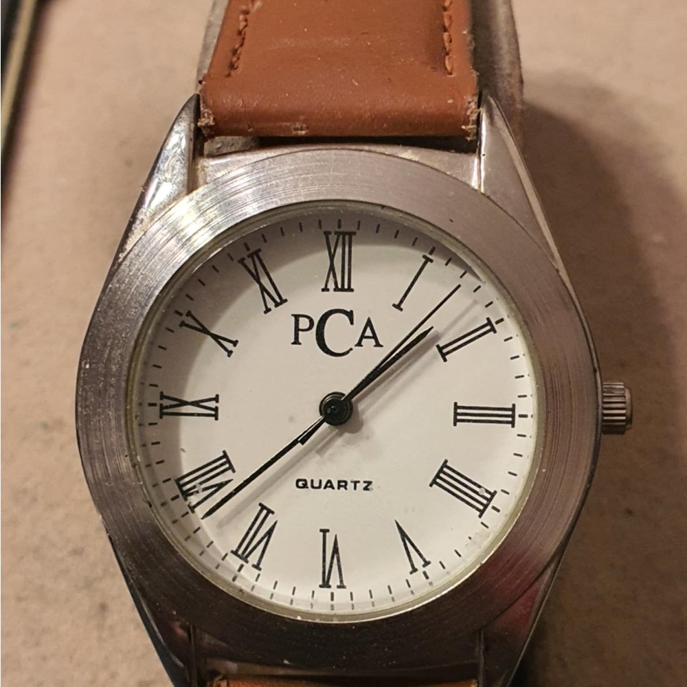 🦋10/$20🦋 PCA Silver/White Leather Women's Watch